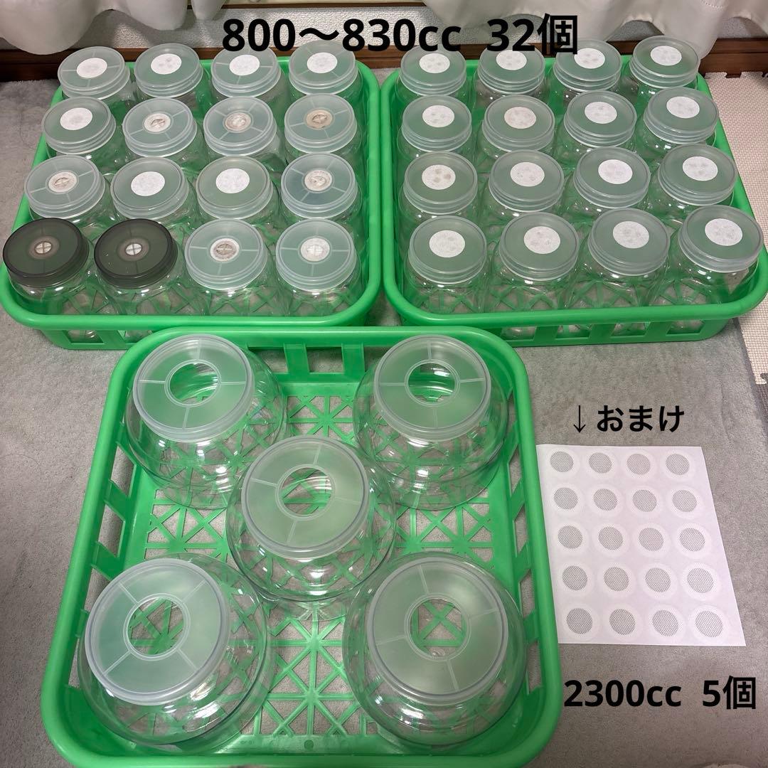 菌糸ボトル 800～830cc 32本 2300cc 5個 コンテナ3枚 まとめ 菌糸ビン 800ワイド・透明ボトル12本コンテナ20個 BK1100-12-20