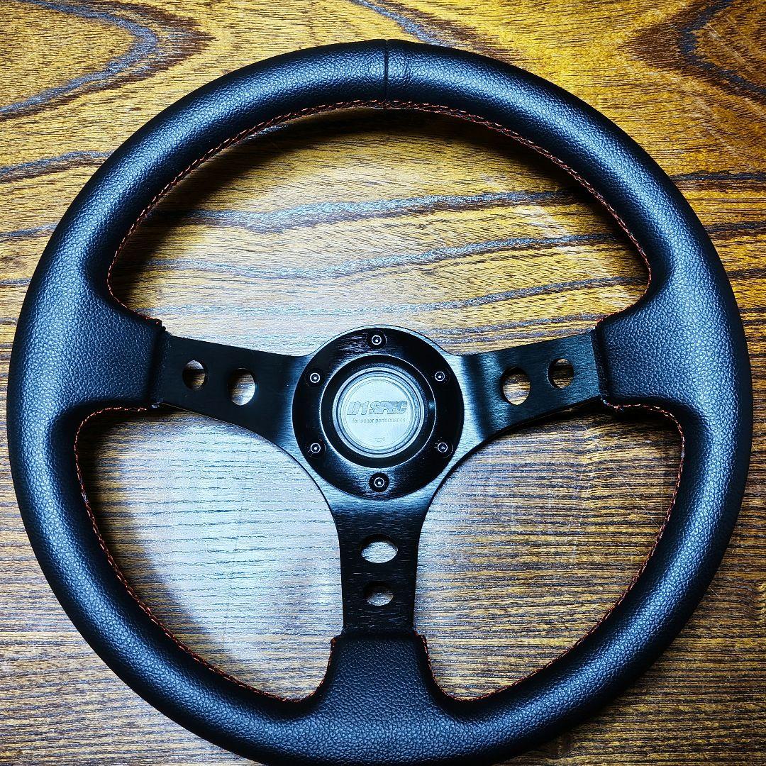 【美品】D1 SPEC DEEP70 33パイ レッドステッチ ステアリング D1 SPEC ステアリング DEEP70 バックスキン / レッドステッチ 33φ 35φ