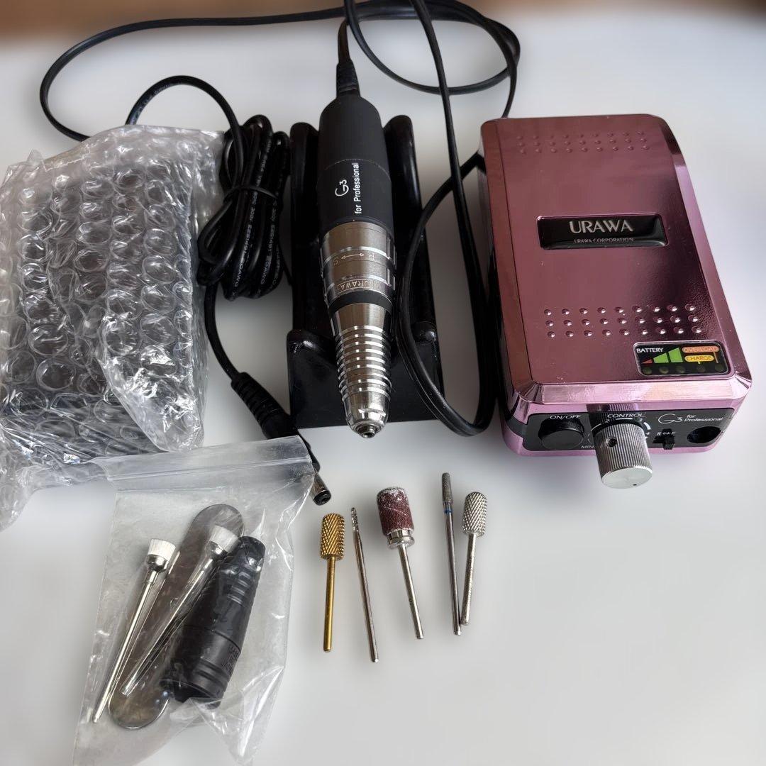 ①URAWA 浦和 ポータブル ネイルマシーン グライダー G3 ピンク ウラワ G3 URAWA 浦和 プロ用 ネイルマシーン プッシャー付 ネイル