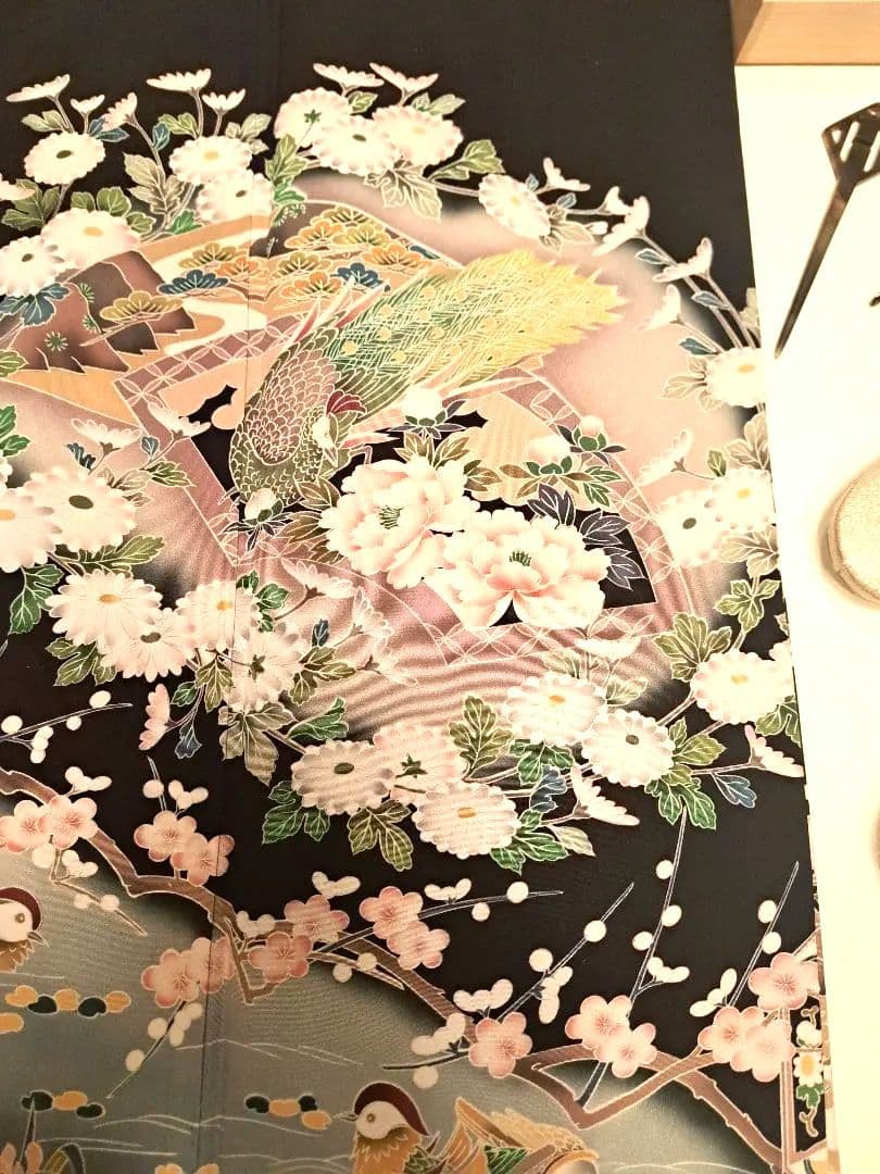 新品未使用❇️豪華黒留袖 手描友禅暈し染め 5つ紋 比翼仕立て ブル
