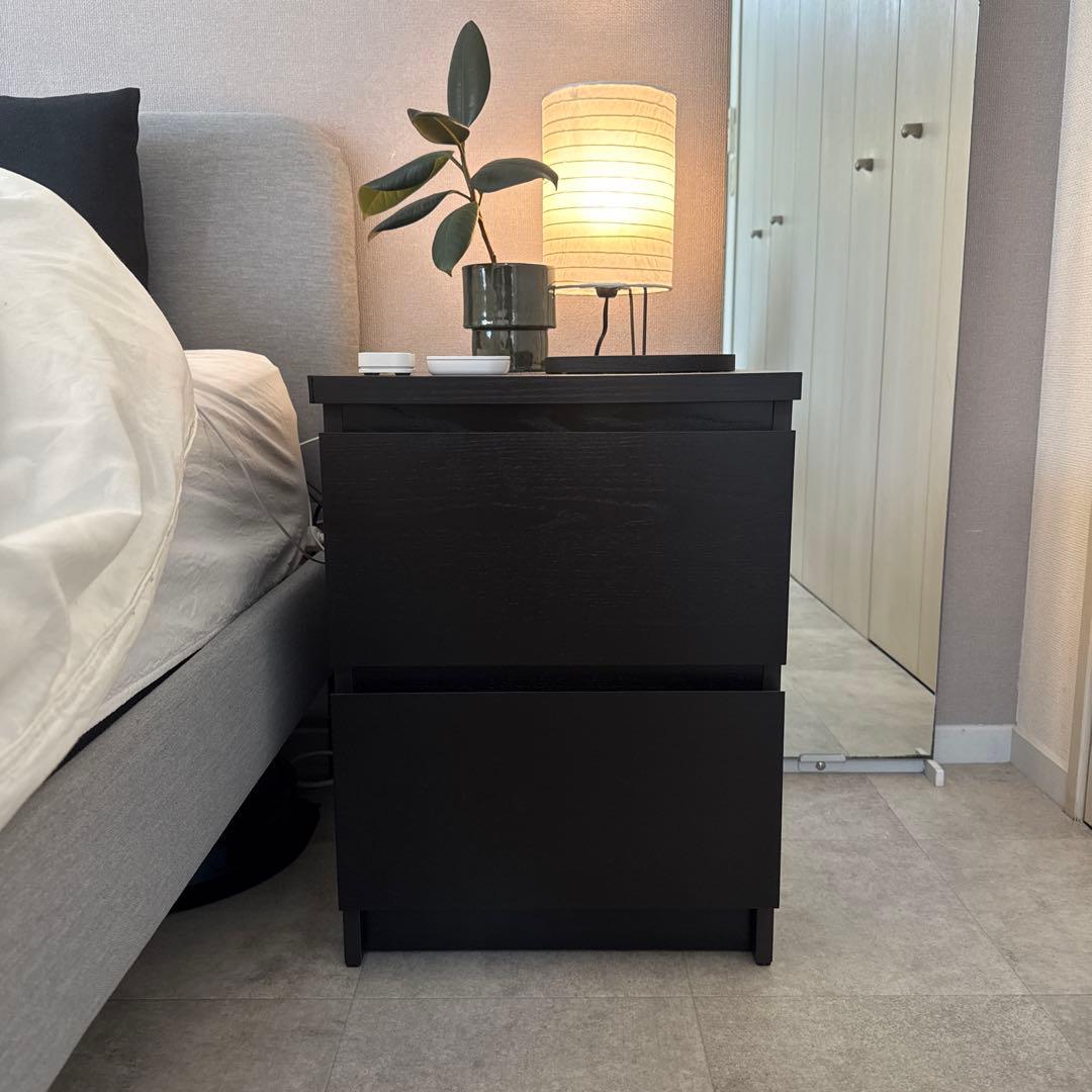 IKEA MALM マルムチェスト ブラックブラウン 40x55 cm MALM マルム チェスト（引き出し×2）, ブラックブラウン, 40x55 cm - IKEA