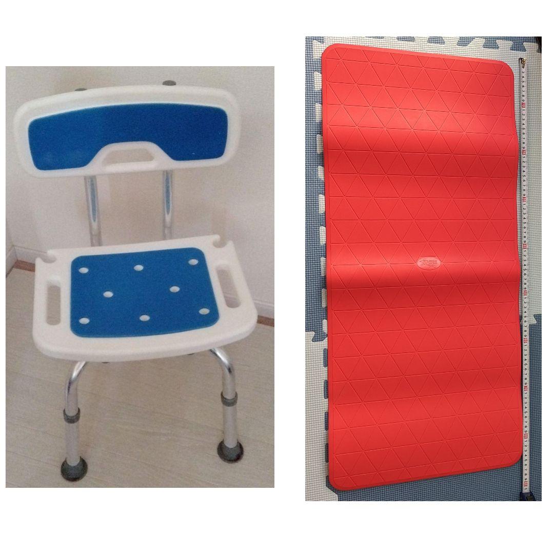 介護用　お風呂椅子　と　滑り止めマット Amazon｜滑り止めマット お風呂マット 浴室 介護 浴室内マット 洗い場