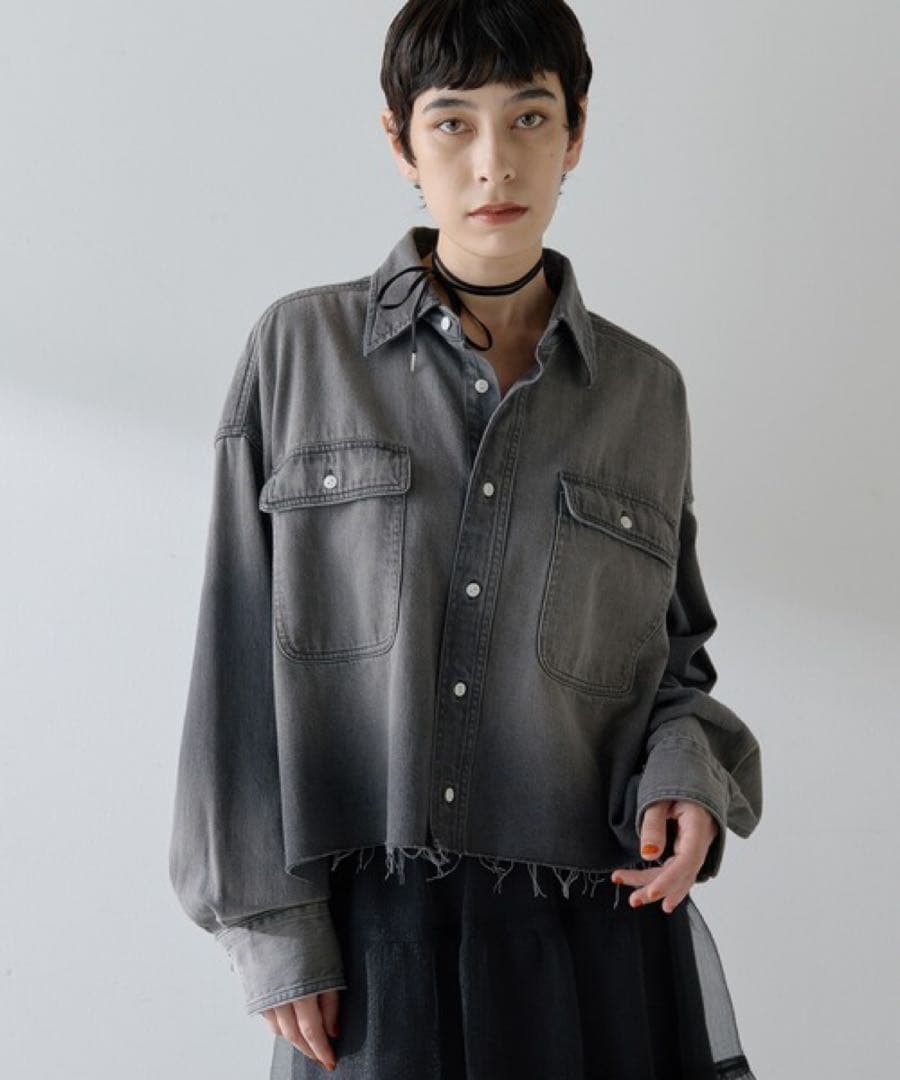 Whim Gazette ウイムガゼット デニムシャツ グレー Whim Gazette（ウィム ガゼット） ブラウス シャツ デニムシャツ