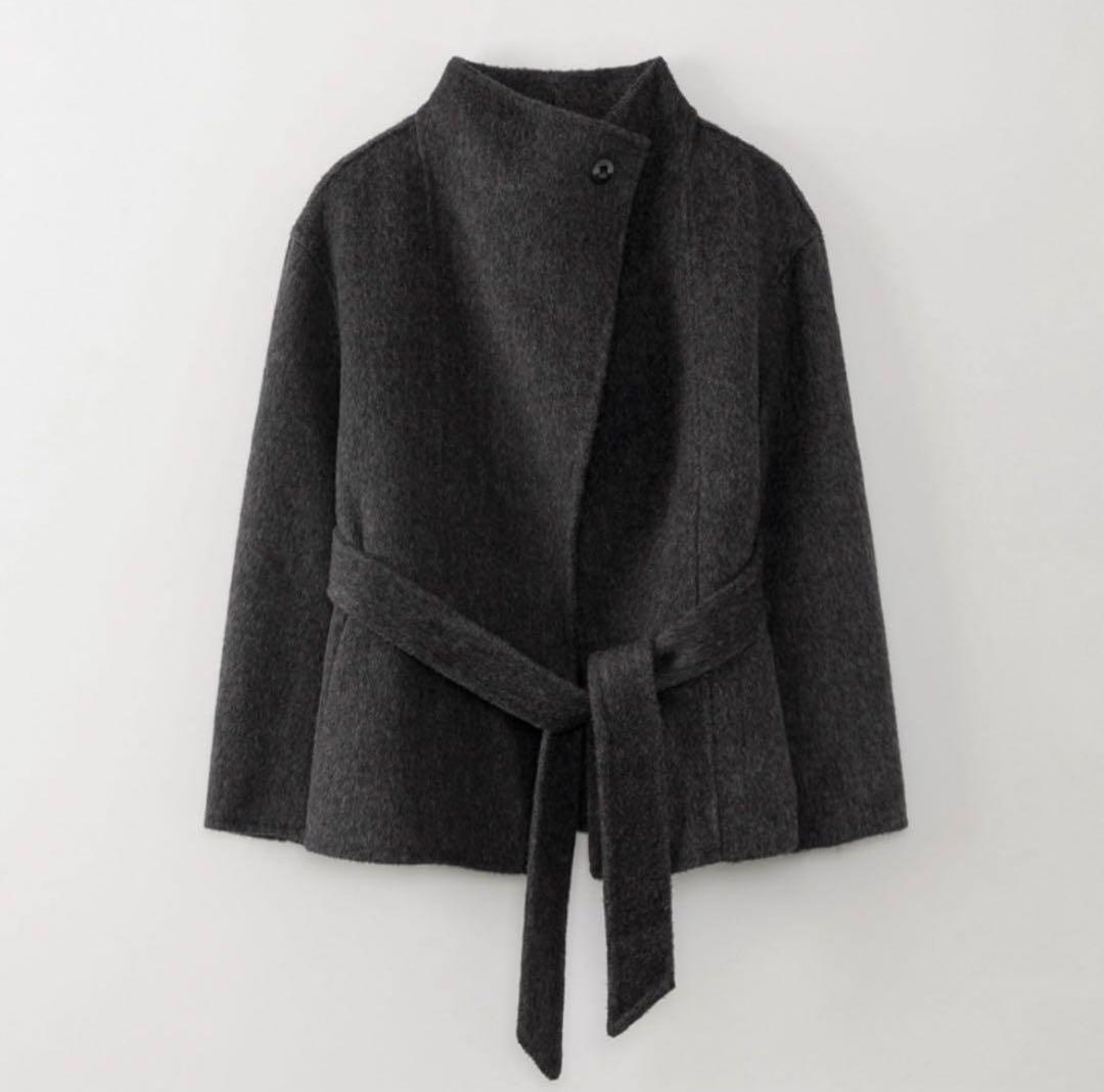 ジャケット・アウター Ohotoro Ecru Half Coat charcoal ecru half coat | OHOTORO