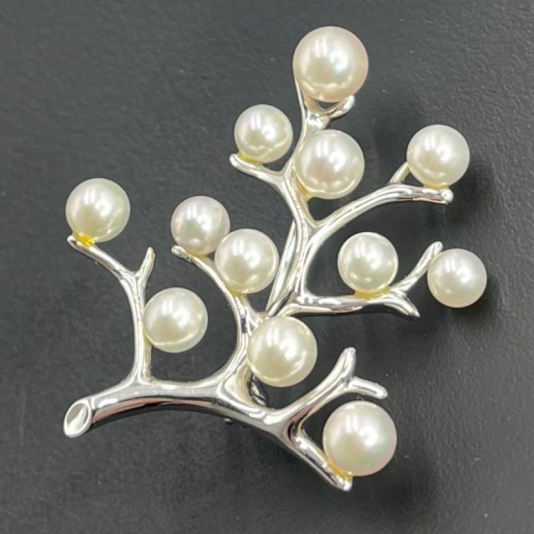 美品 MIKIMOTO パール ブローチ 幸福の木 アコヤ 真珠 パーティ 人気 MIKIMOTO ミキモト SILVER シルバー Kofuku no ki 幸福の木 アコヤ