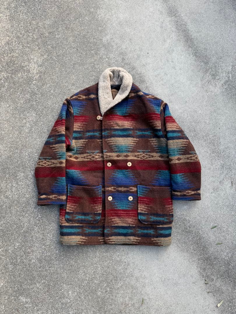 ジャケット・アウター 90s Woolrich Native pattern Half Coat Vintage 90s Woolrich Aztec Wool Zipper Jacket Native Navajo Red