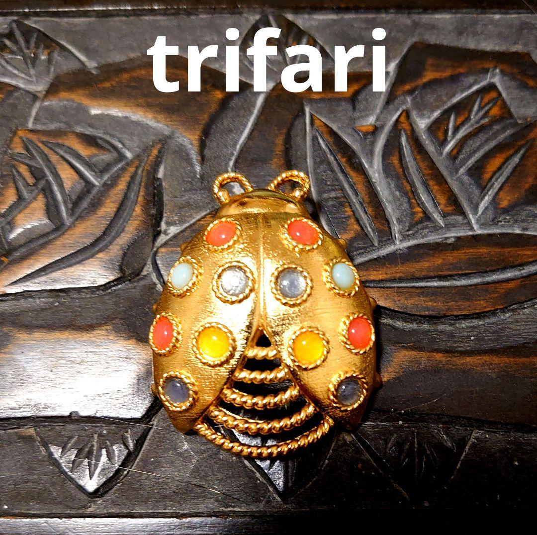 レア ヴィンテージ trifari トリファリ ゴールド てんとう虫 ブローチ TRIFARIトリファリ てんとう虫 エナメル ミニブローチ / ヴィンテージ