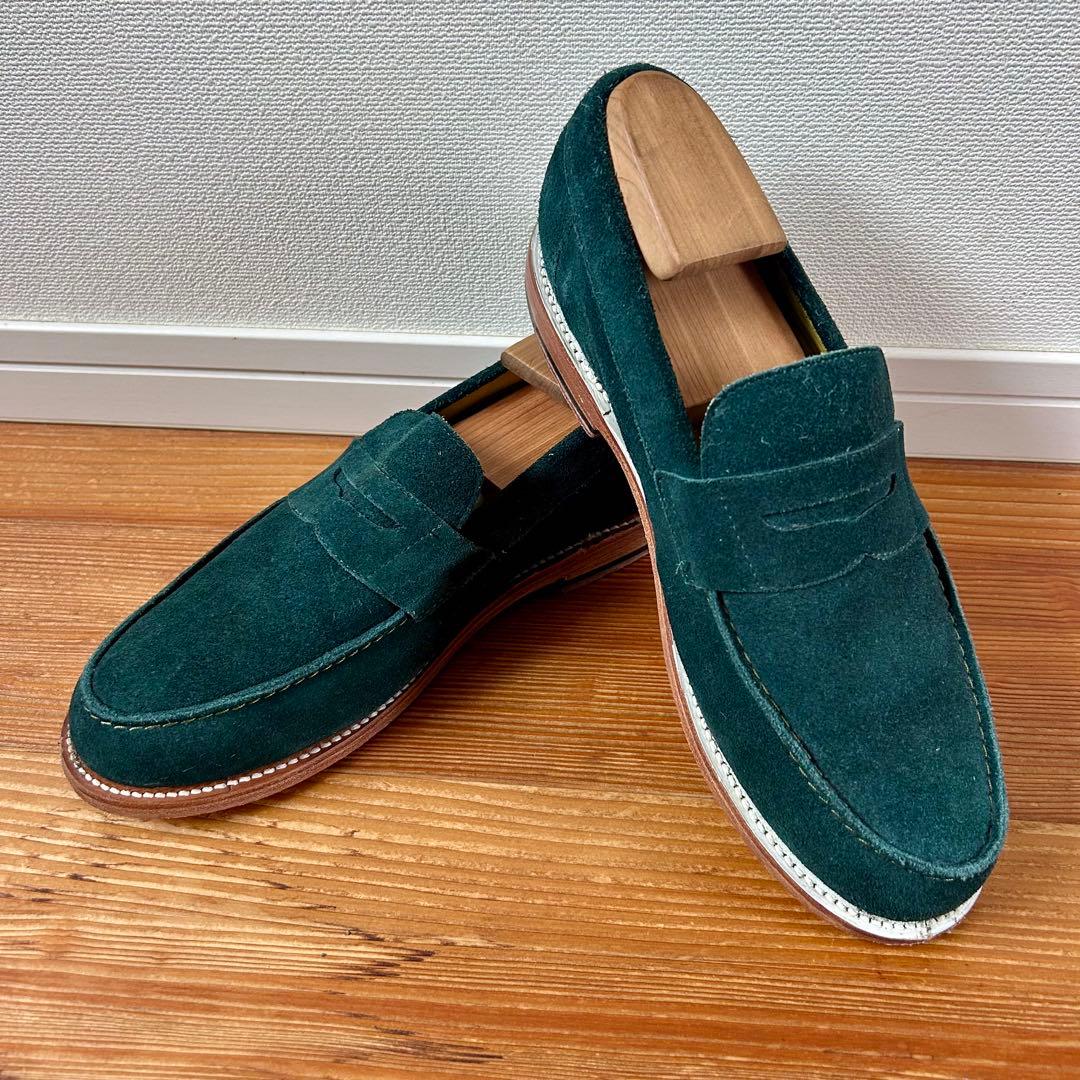 CAMINANDO スウェードローファー アシンメトリー グリーン メキシコ製 CAMINANDO スウェードローファー アシンメトリー グリーン メキシコ製