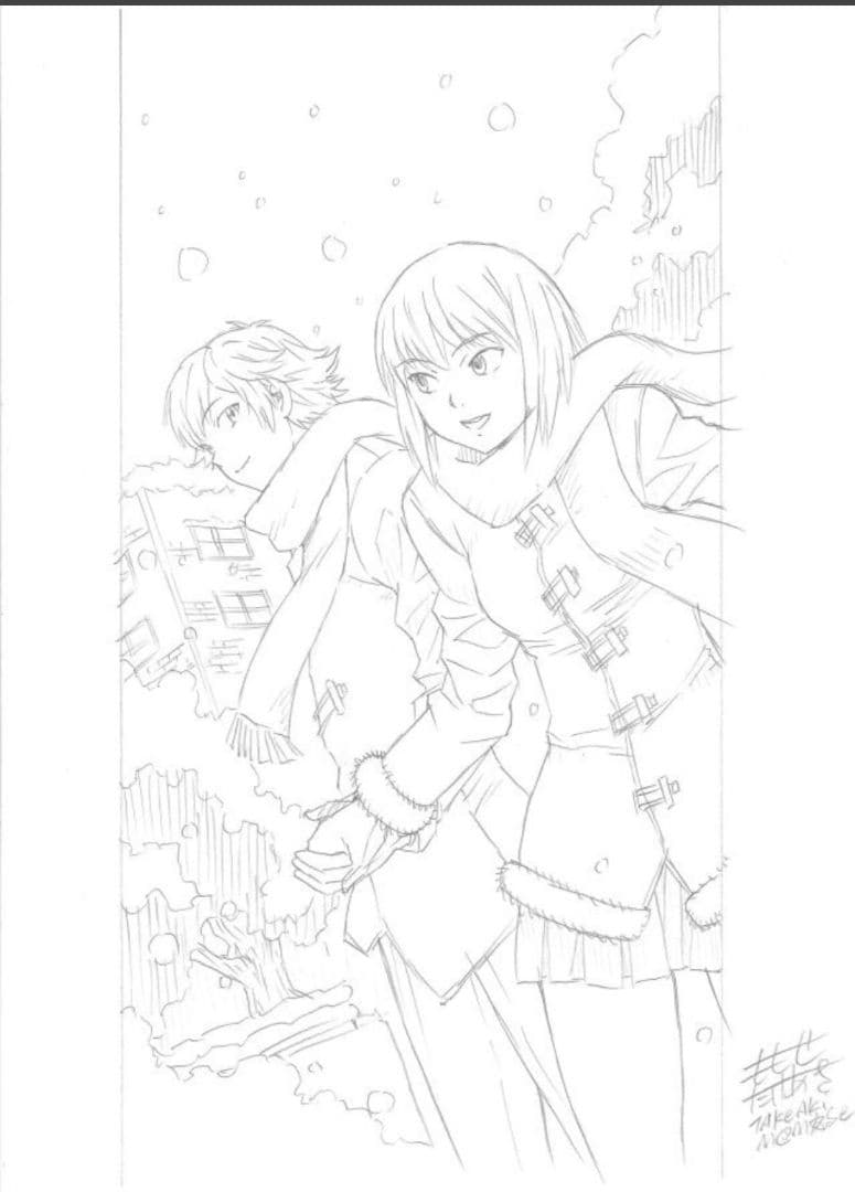 ラーゼフォン　扉絵　直筆原稿　百瀬武昭 4053] 百瀬武昭 直筆原稿「ラーゼフォン」27枚/版下原稿5枚