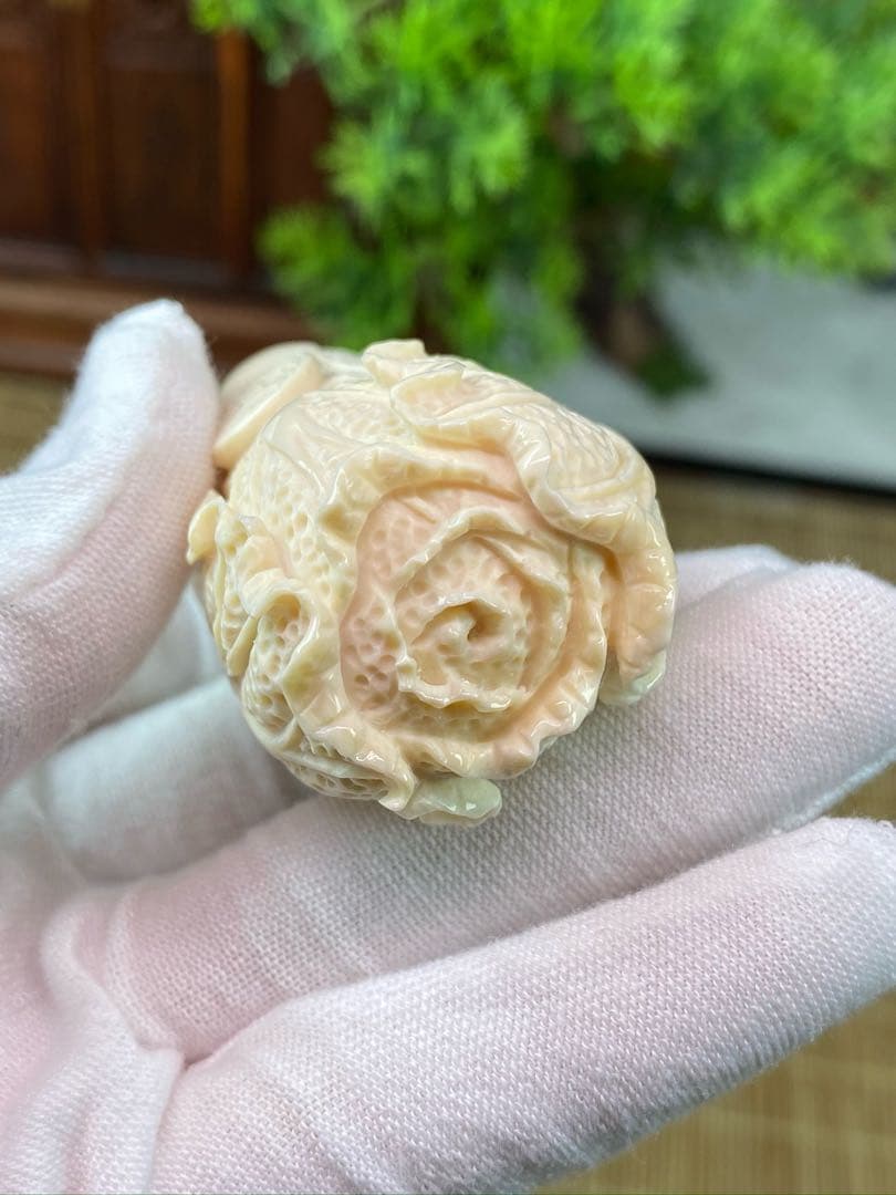 天然マンモス牙美しい手作り彫刻 4百財 手握り物